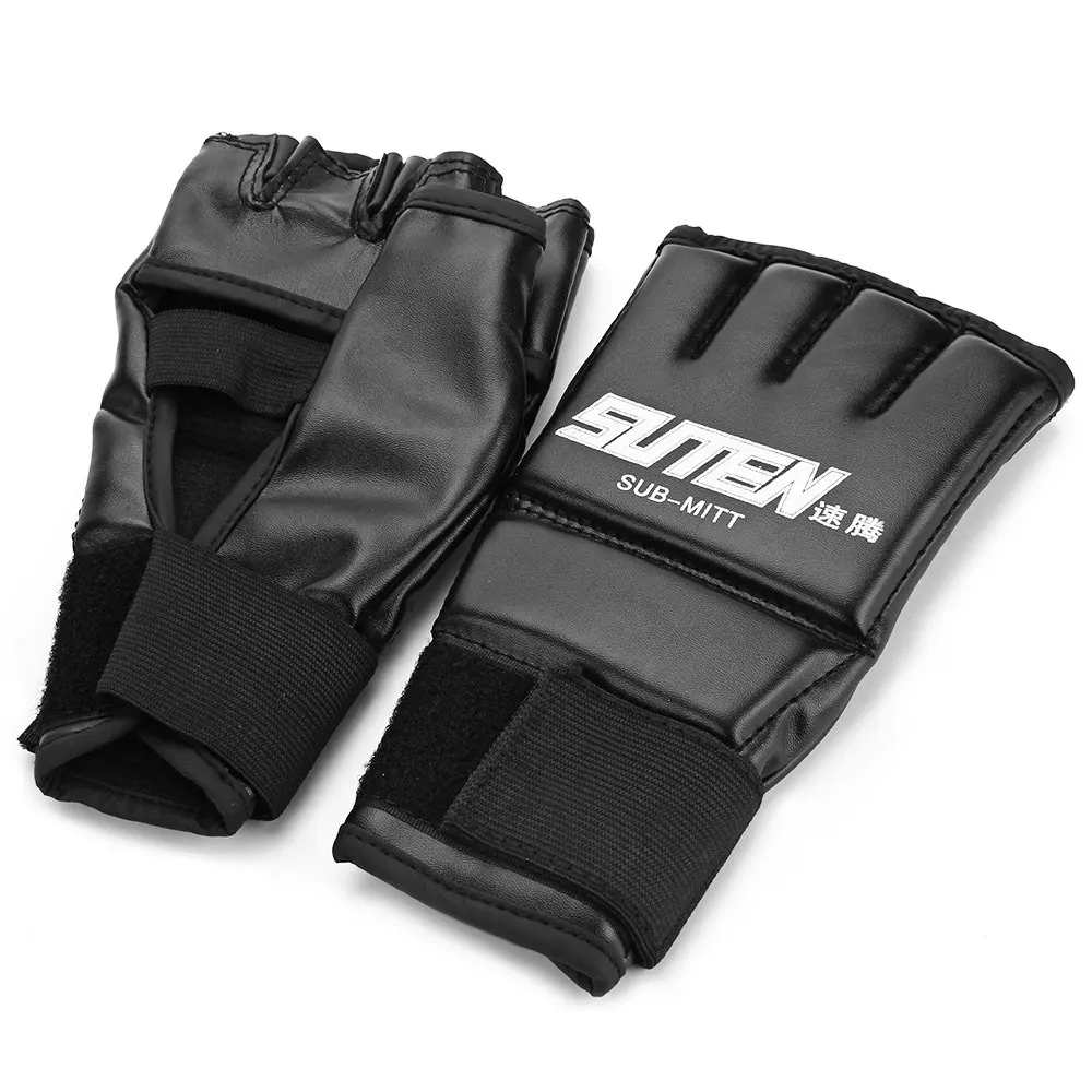 1 Pair PU Leather Boxing Gloves Sport Men Half Finger Muay Thai Gloves