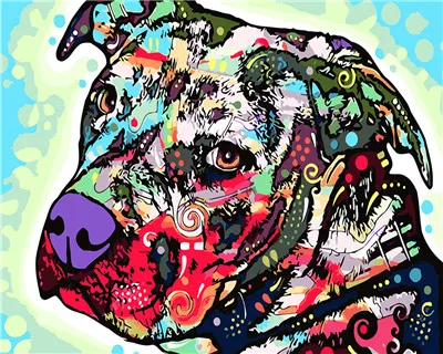 Diy картина маслом по номерам абстрактный акриловый краска животное красочная собака кошка декоративная картина холст Раскраска по номерам рисунок - Цвет: Белый
