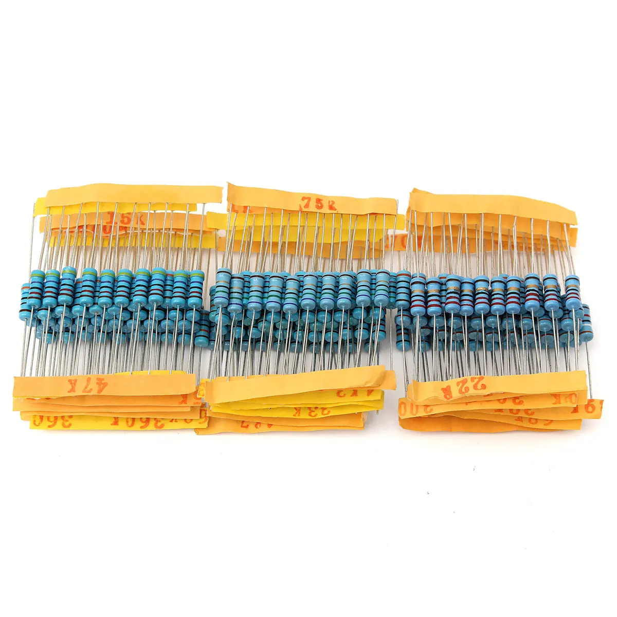 Tanie 1000 sztuk partia 100 wartości * 10 sztuk 5% 1 W rezystor paczka zestaw metalu rezystor z folii diy zestaw 1 ohm ~ 1 M zakres ohm próbki 1R 1M Ohm