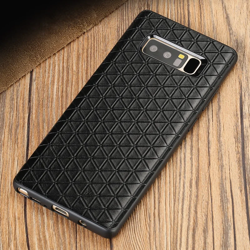 

Fashion Genuine leather phone case for Samsung note 8 triangle pattern Business phone case all-inclusive phone protection case