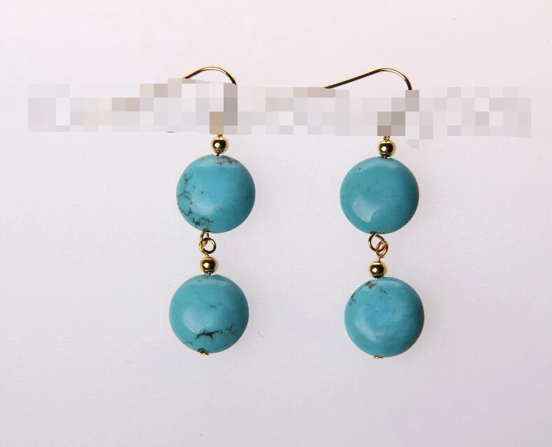 

Hot sell Noble- hot sell new - 1292 round coin blue turquoise dangle earrings