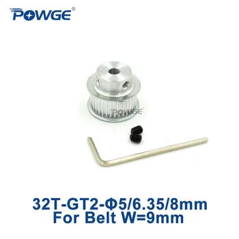 

POWGE 32 teeth 2M 2GT Synchronous pulley Bore 5mm 6.35mm 8mm for width 9mm 2MGT GT2 Open Timing belt Pulley 32T 32Teeth 1pcs