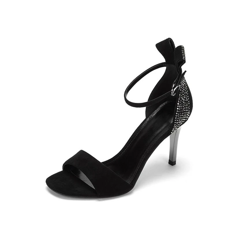 

Retro Fish Mouth Fashion Water Drill Butterfly Tie Banquet High-heeled Sandals Chaussure Femme Womens Shoes Sexy party stiletto