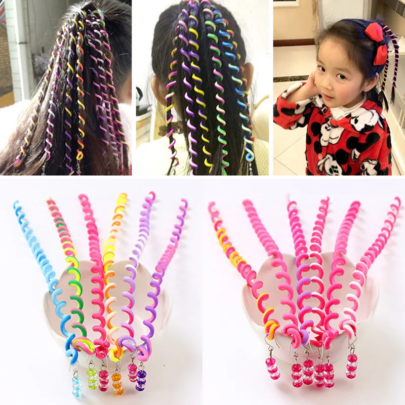 6pcs/lot Rainbow Color Cute Girl Curler Hair Braid hair styling tools hair roller Braid Maintenance The princess hair accessory