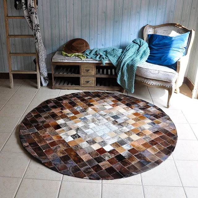 Best Price Cowskin splicing round cowhide carpet Houses Clubhouse home living room chair round rug Best Price Cowskin splicing round cowhide carpet Houses Clubhouse home living room chair round rug