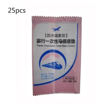 

25PCS Portable Disposable Toilet Seat Waterproof Bacteria-proof cover Native Wood Pulp For Travel/Camping Bathroom