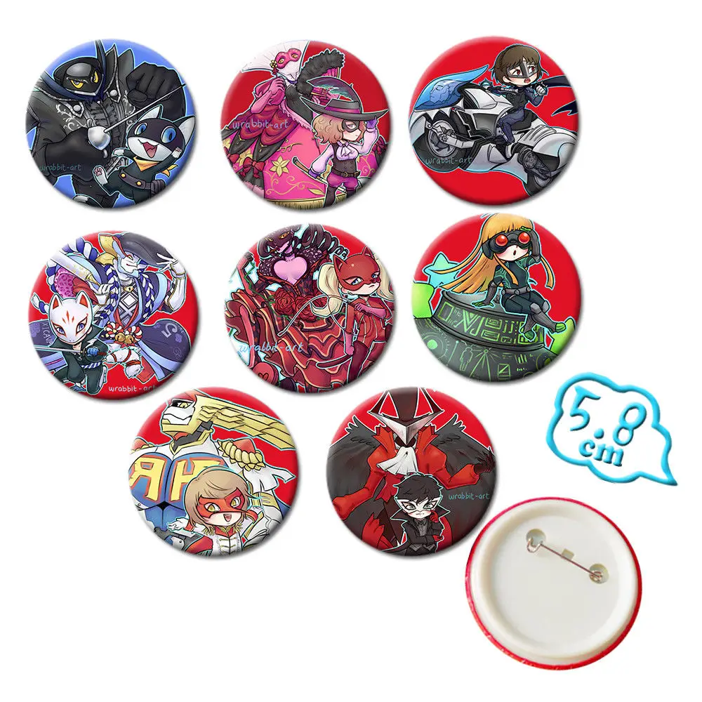 

OHCOMCIS 8 Pcs/Set Otaku Anime Persona 5 P5 Ren Amamiya Badges PVC Pins Button Brooch Chestpin Costume Accessory Ornament Decor