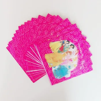 

20pcs Princess Paper Napkin Cartoon Theme Party For Kids Happy Birthday Decoration Theme Party Supply princess party supplies