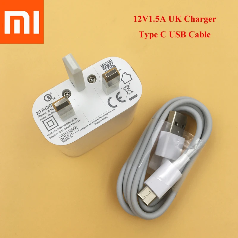 

Original XIAOMI 12V/1.5A QC3.0 UK Fast Charger Power Adapter USB TYPE C Cable For Mi 9 T se 8 lite se mix 3 2S Max 2 3 Redmi pro