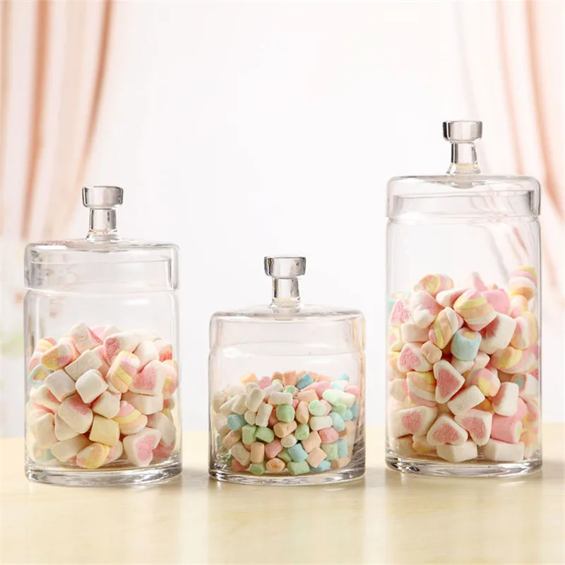 3pcs transparent storage bottle wedding decorative candy jars high