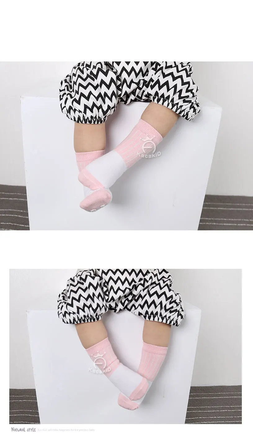 Kacakid 2024 New Stripe Color Patchwork Non Slip Boys Girls Cotton Socks Cheap Stuff Meias Infantil Kids Socks 0-4 Years 6