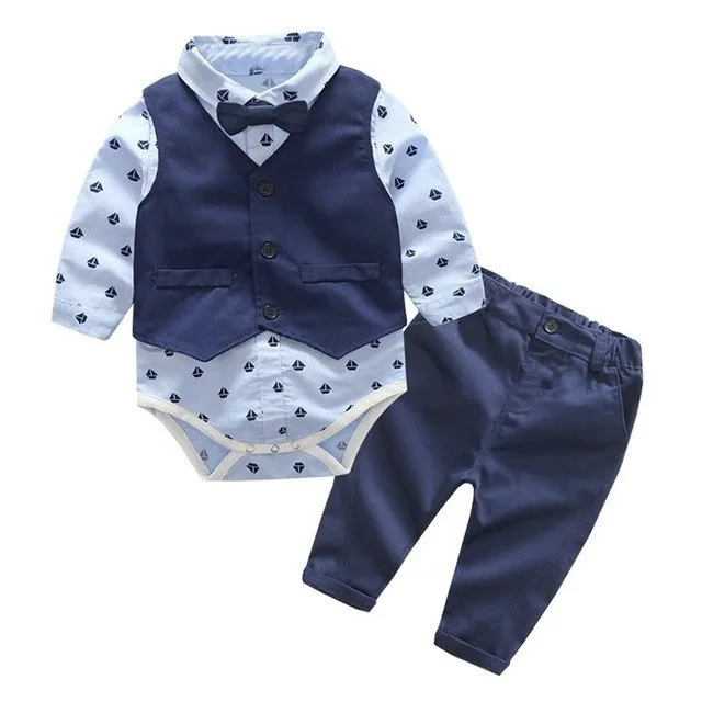 Комплект хлопковой одежды для маленьких мальчиков из 2 предметов, Весенняя детская одежда Синяя Клетчатая Одежда для новорожденных, Одежда для младенцев, комбинезон Roupas Bebe