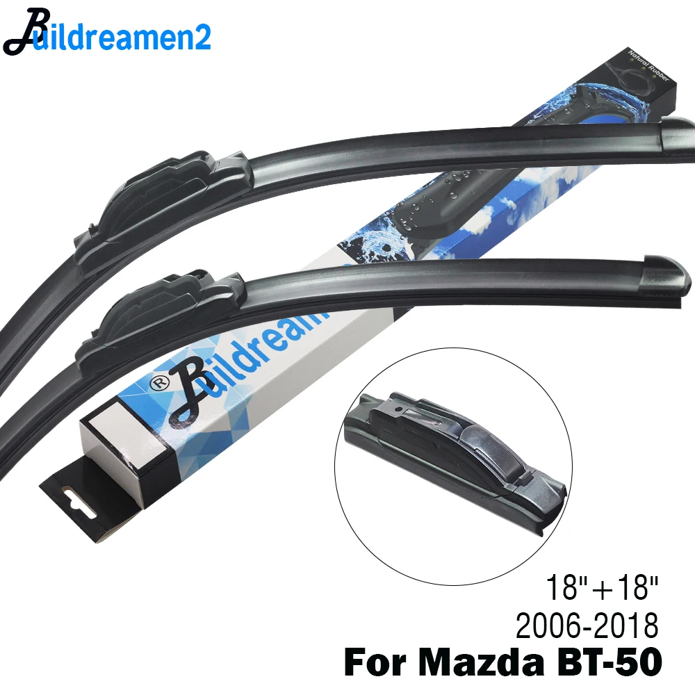 

Buildreamen2 2 Pieces Car Accessories Wiper Blade Front Windshield Rubber Wiper For Mazda BT-50 Fit Hook Arms 2006-2018