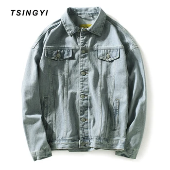 

Tsingyi Vintage White Washed Solid Women Men Denim Jacket Turn-down Collar Long Sleeve Streetwear Men Bomber Jeans Jackets