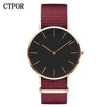 

CTPOR Top Mens Watch Fashion Trend Men Wristwatch Strap Nylon Red Blue Black Man Watches Luxury No Logo Design Women Clock Brand