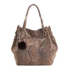 2017 New Women Fashion Serpentine Handbags High Quality Shoulder Bag Female Brand Genuine Leather Casual Tote