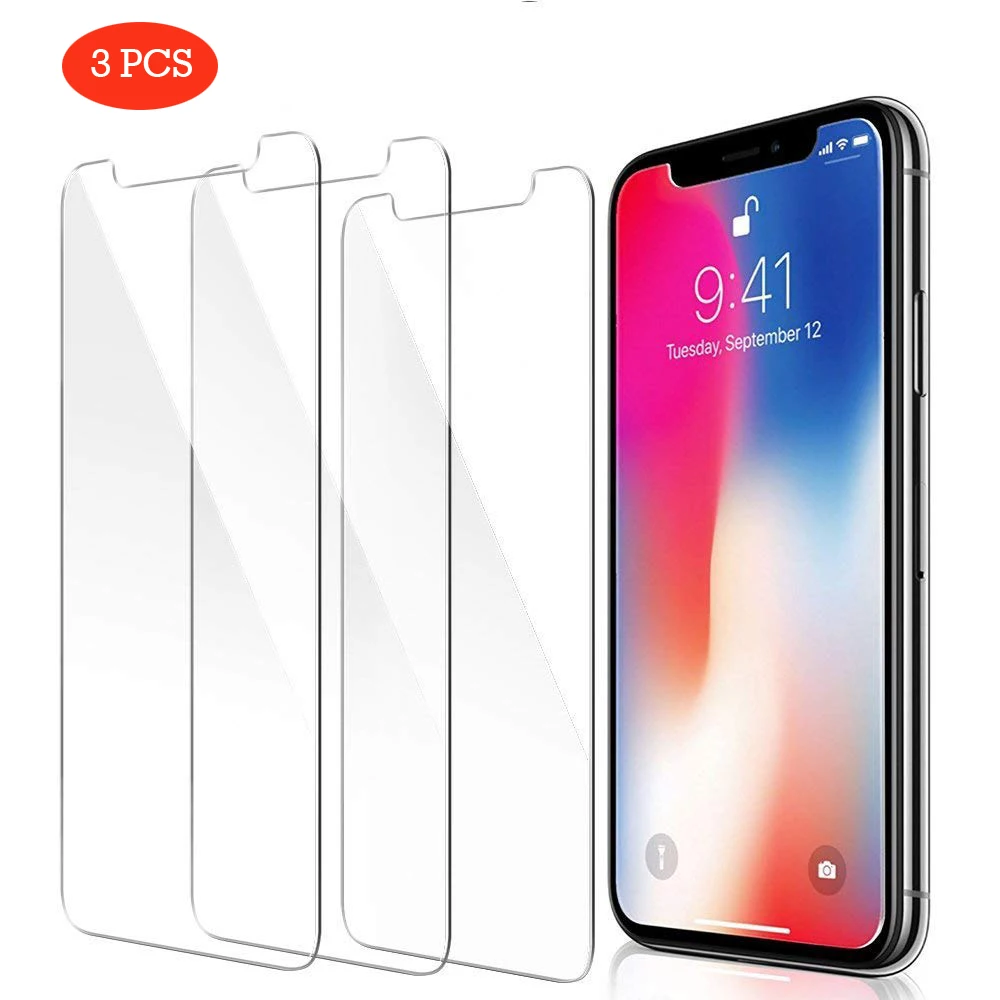 

3 Pcs HD for iPhone X XR XS Max Phone Screen Protector Window Glass for iPhone 11 Pro MAX 7 8 Plus 6 6S Tempered Glass Protect