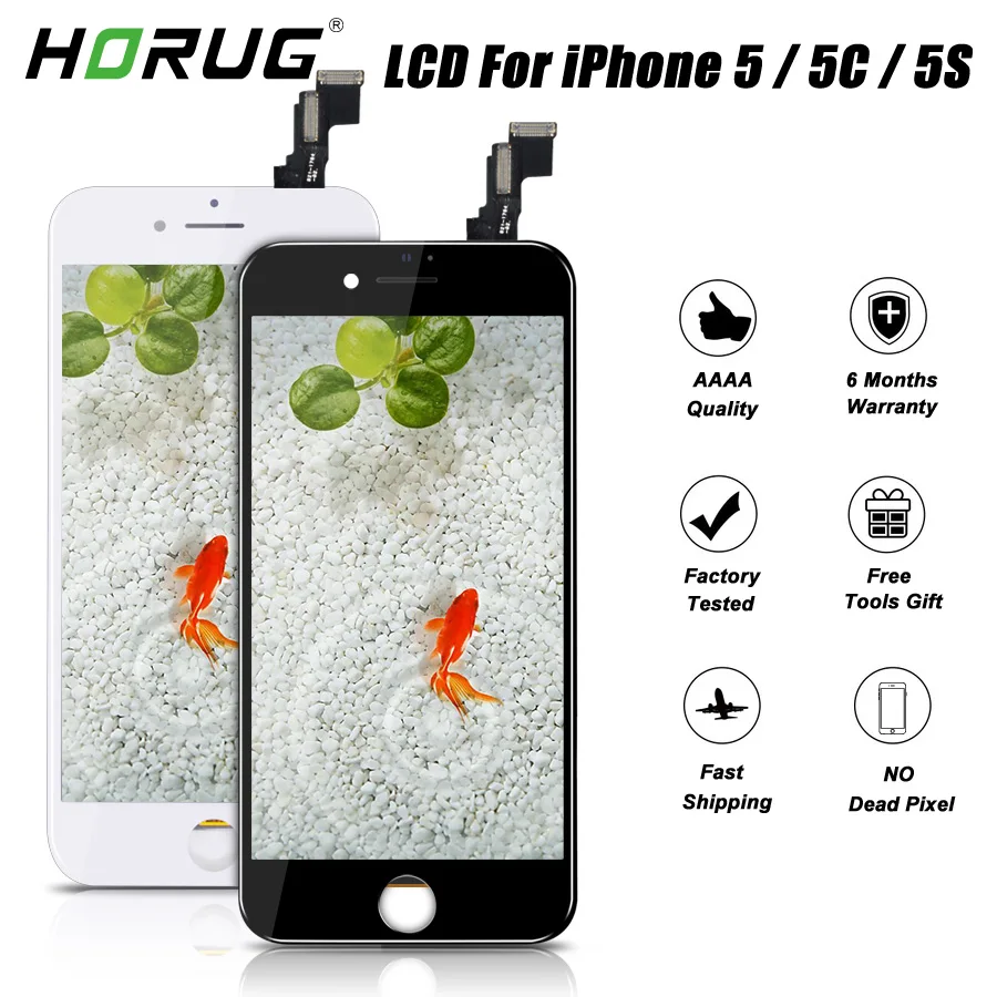 

HORUG AAAA Quality Screen LCD For iPhone 5 5C 5S Screen Display Assembly Replacement LCD 5 5C 5S Digitizer Touch Screen LCDS