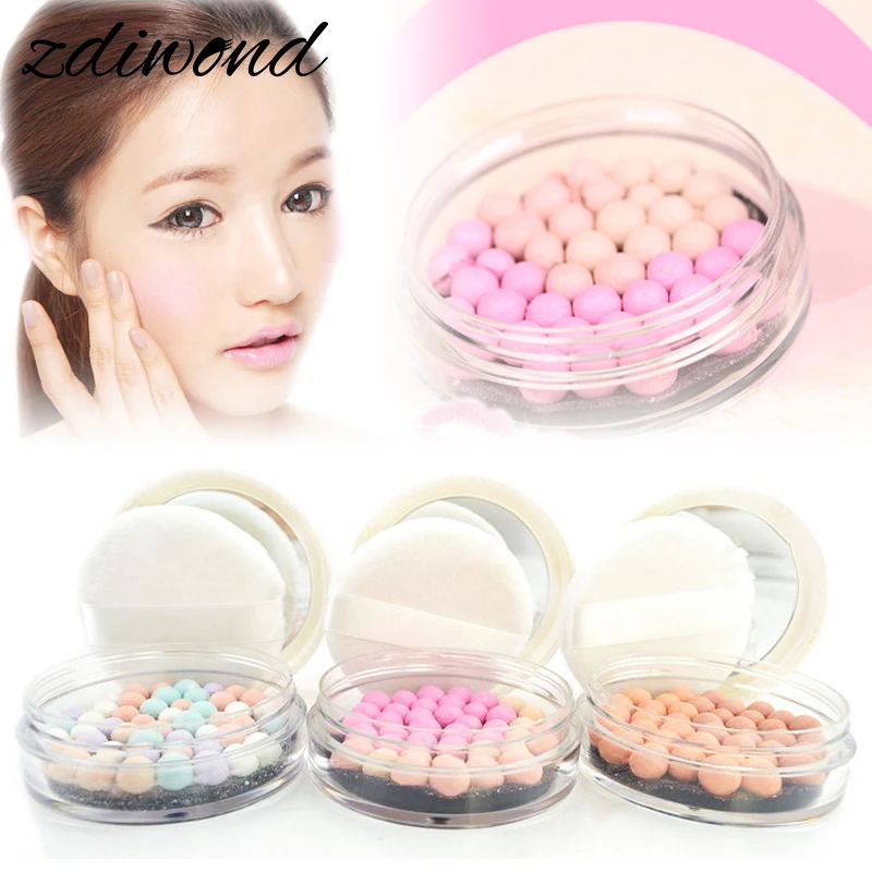 

zdiwond Pressed Face Powder Ball Blusher 3 Colors Optional Rouge Pearl Silky Effect Face Makeup Loose powder Ball Cosmetics B3