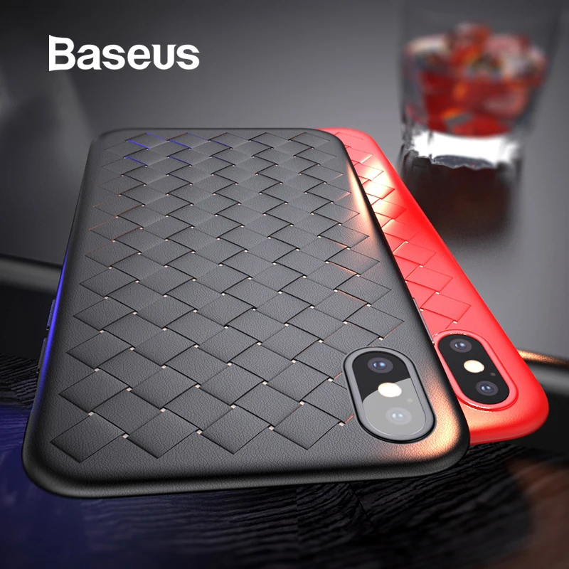 

Baseus Luxury Grid Pattern Case For iPhone X Cases Ultra Thin Soft Silicone Protective Case For iPhoneX Cover Matte Coque Funda