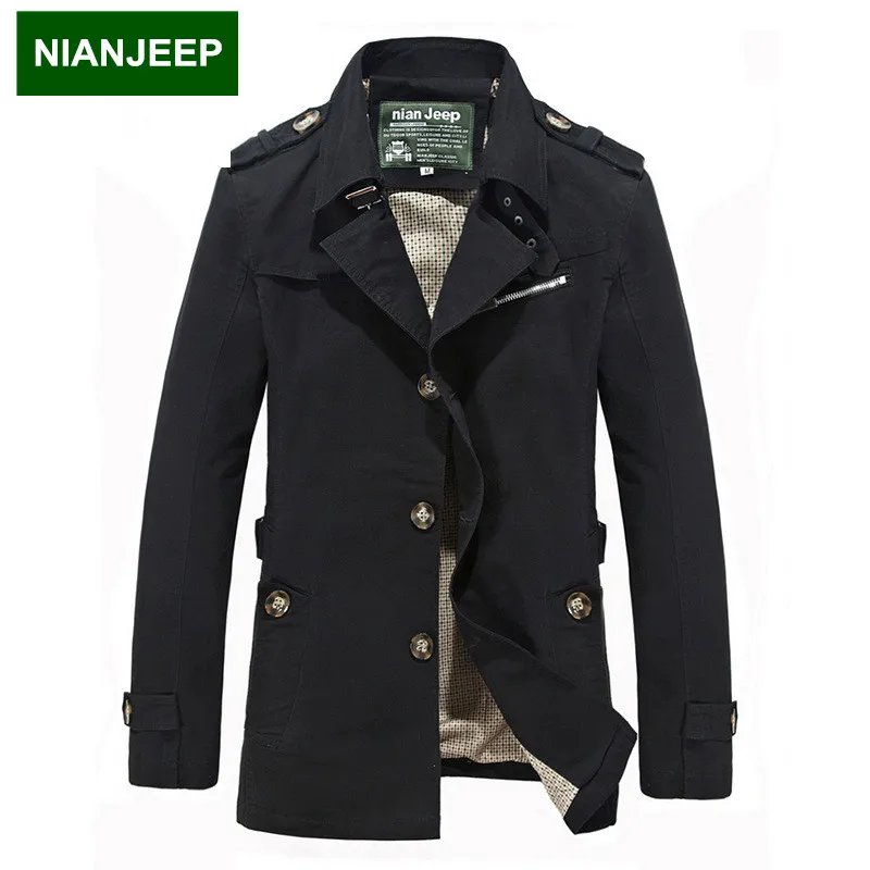 

Spring new men's Jackets Slim Casual Trench Coats sections men Jacket windbreaker male washed cotton military uniform Plus M-5XL