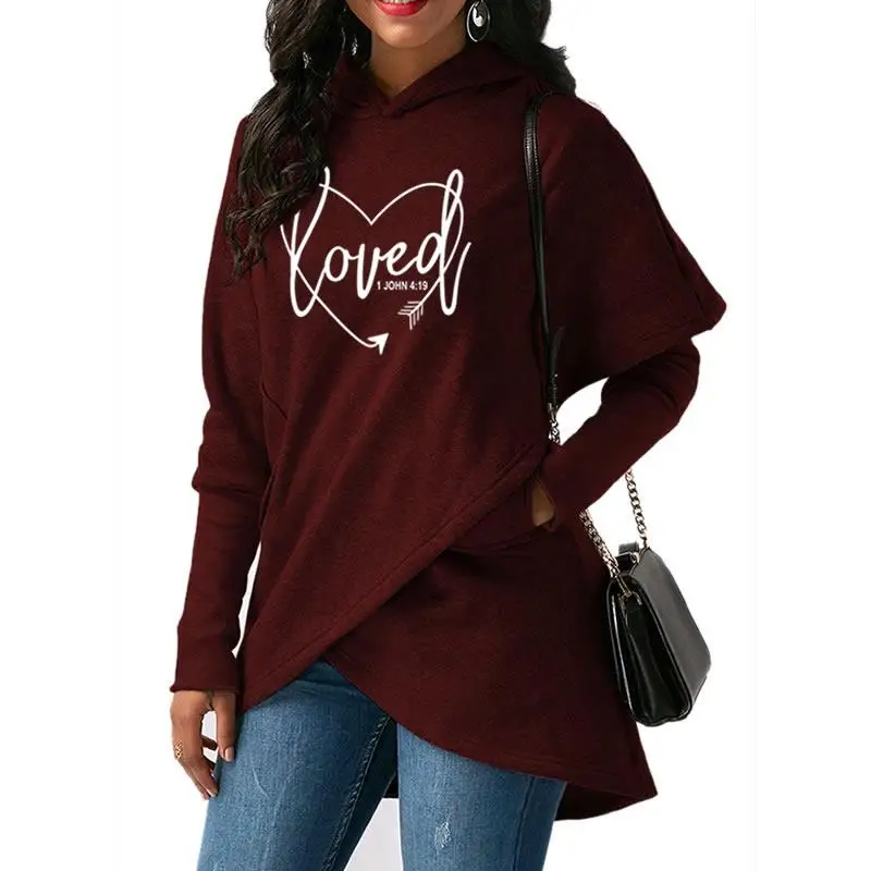  2019 Drop Shipping Wholesale New Fashion Love Print Sweatshirts Femmes Hoodies Tops Street Thick Sw