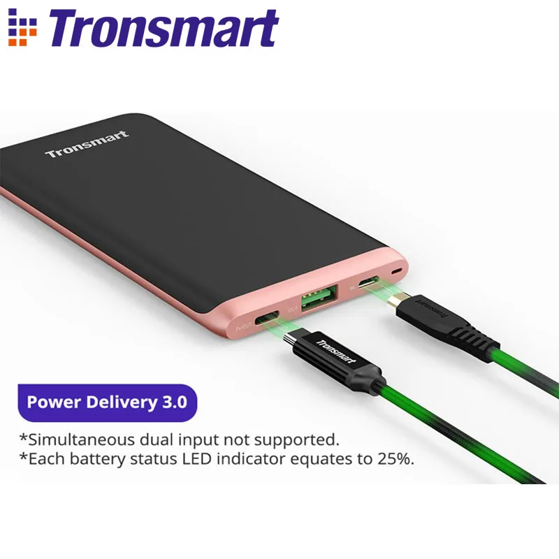 

[Ship From Russia]Tronsmart Trim PBD01 Power Bank 10000mAh Quick Charge 3.0 Portable Charger 18W PD3.0 Battery Bank for iPhone X