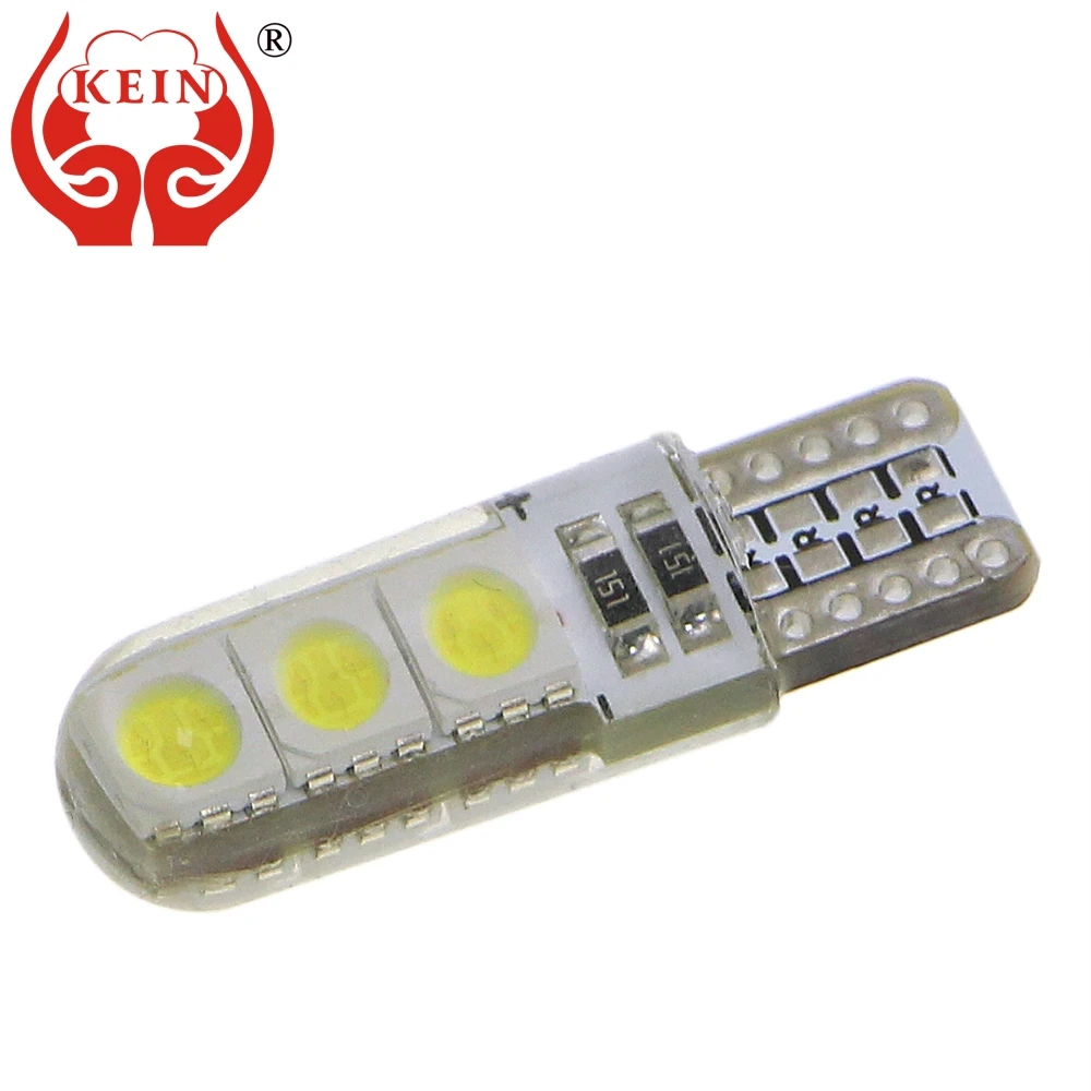 

KEIN 10PCS t10 led 194 168 w5w bulb light silicone 5050 6smd auto interior reading dome door license plate Signal lamp 12V white