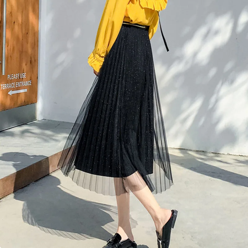 1pcs Elastic Hight waist skirts Women
