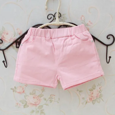 Горячая Распродажа, детские белые шорты Лето, Пляжные штаны для девочек-подростков Детские однотонные хлопковые шорты с эластичной резинкой на талии От 2 до 17 лет - Цвет: pink B