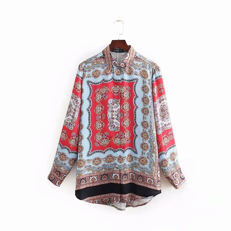 

new women vintage position totem floral print casual smock blouses shirt women long sleeve roupas femininas chemise shirt LS3223