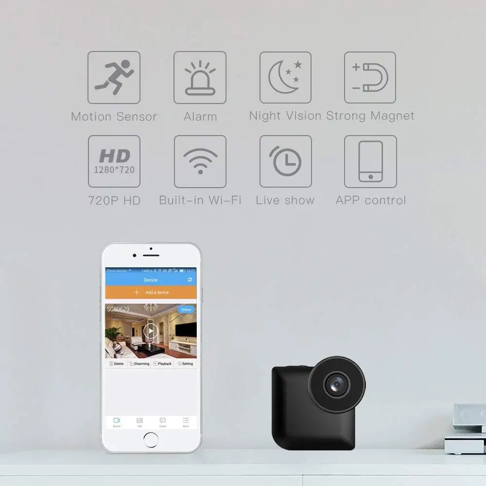 

Mini WiFi IP Camera Wireless P2P Remote Control Invisible Night Vision Outdoor Security Video HD Cam Surveillance Hidden TF card