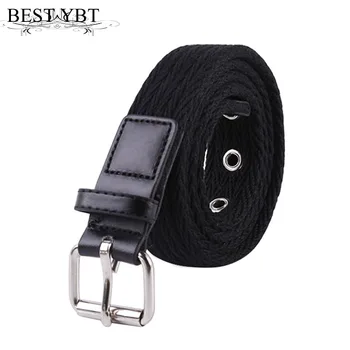 

Best YBT Unisex Canvas belt casual Alloy square Alloy Pin buckle Men belt fashion sport canvas Woven Men & Women belt