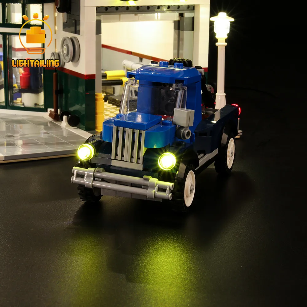 Дешево Светильник, светодиодный светильник, Набор для создания углового гаража, ремонтная станция, светильник, набор, совместимый с 10264 (не включае...