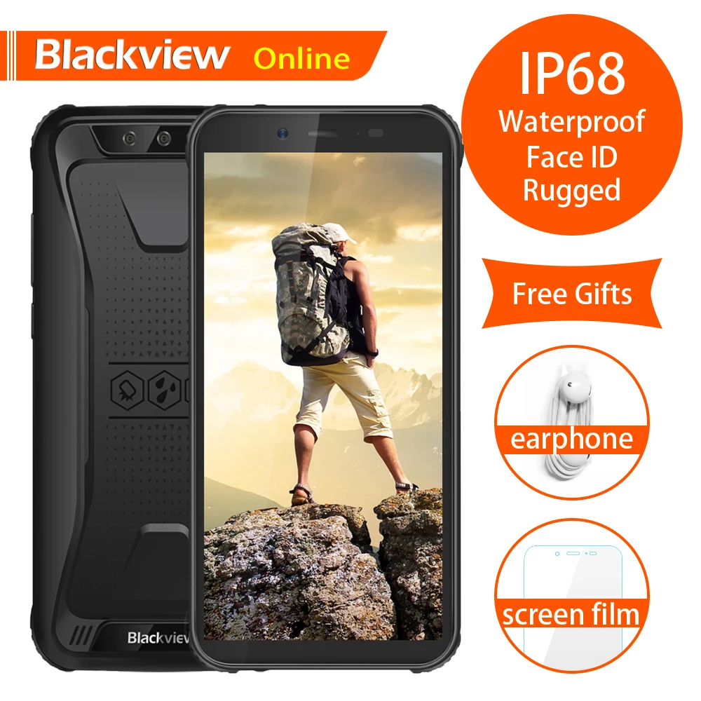 

Blackview BV5500 Original IP68 Waterproof Rugged Mobile Phone 2GB+16GB 18:9 4400mAh Android 8.1 Dual SIM 3G Outdoor Smartphone