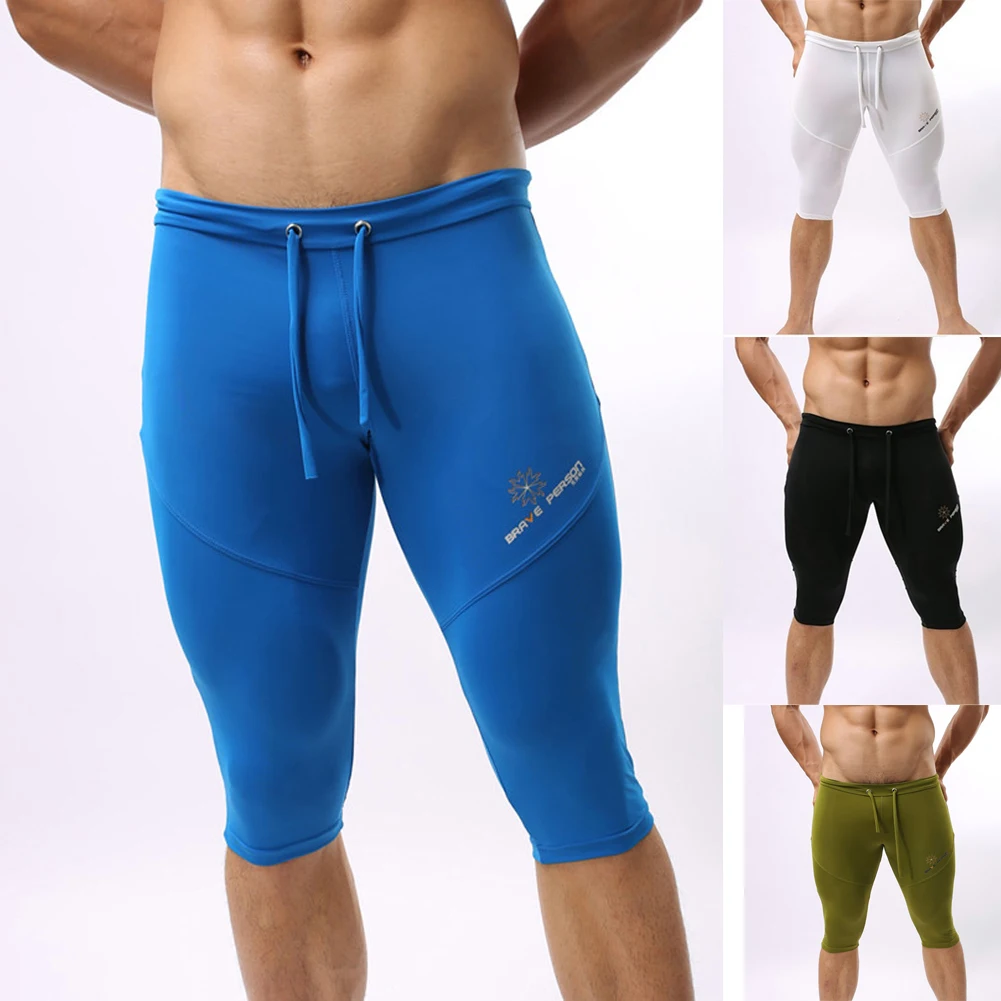 

Men Comfortable Underwear Triathlon Exercise Tight Elastic Solid Half-length natacion entrenamiento Swimming Safety Jammers