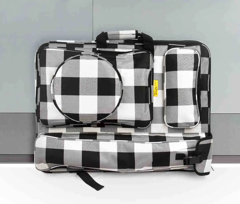 

Free shipping 4 black and white plaid multi-functional Sketchpad bag bag thickened double strap art painting set