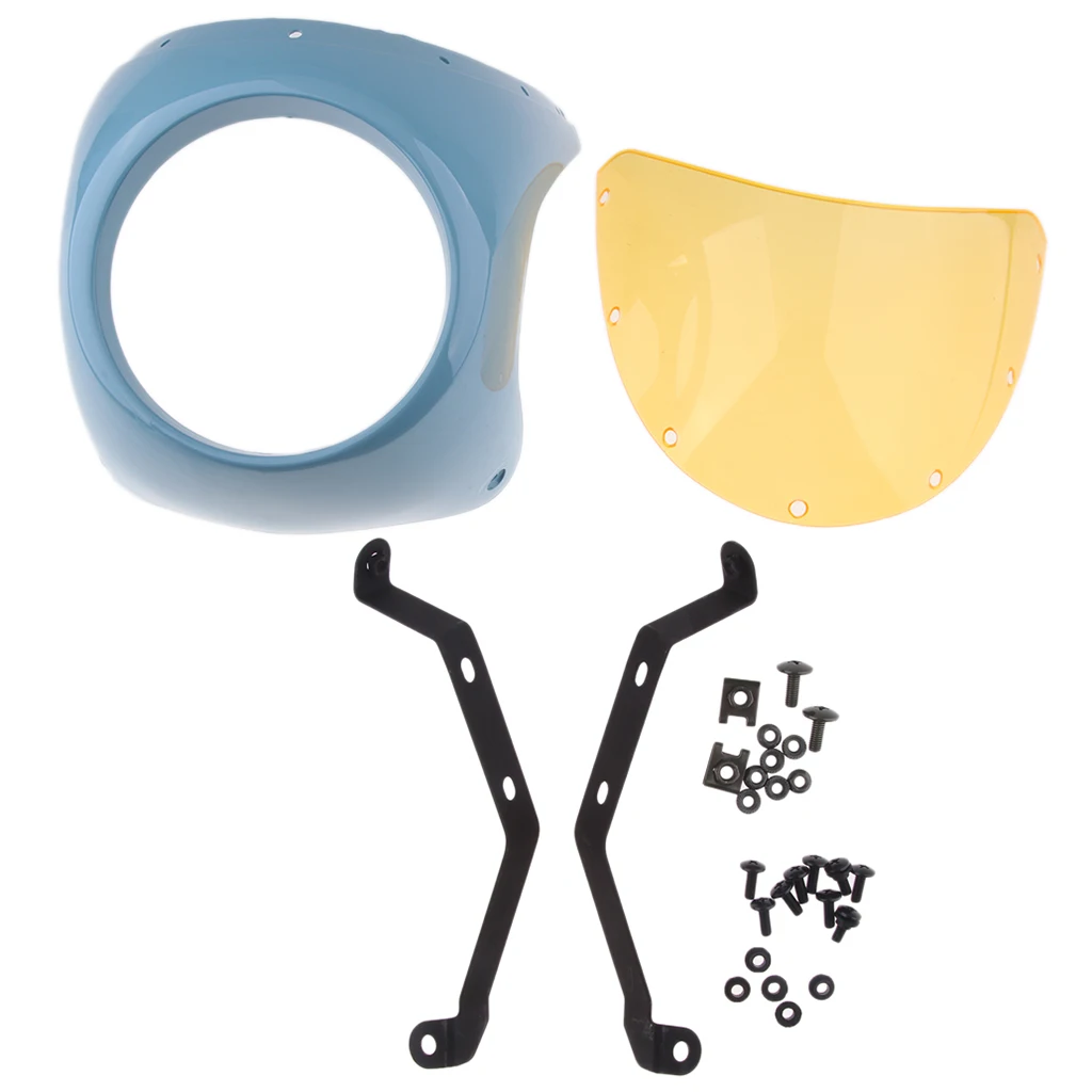 Retro Cafe Racer Style 7'' Headlight Lamp Handlebar Fairing Windshield Universal Less Turbulence Improves Stability