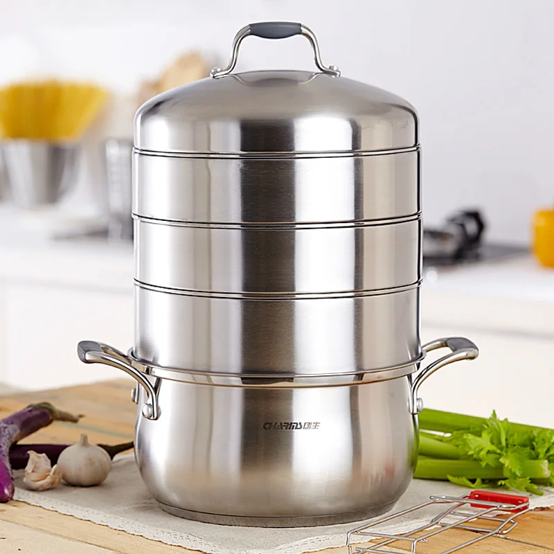 

Genuine 304 stainless steel 26cm three layer multilayer steamer steamer drawer bottom pot cooker general in Germany