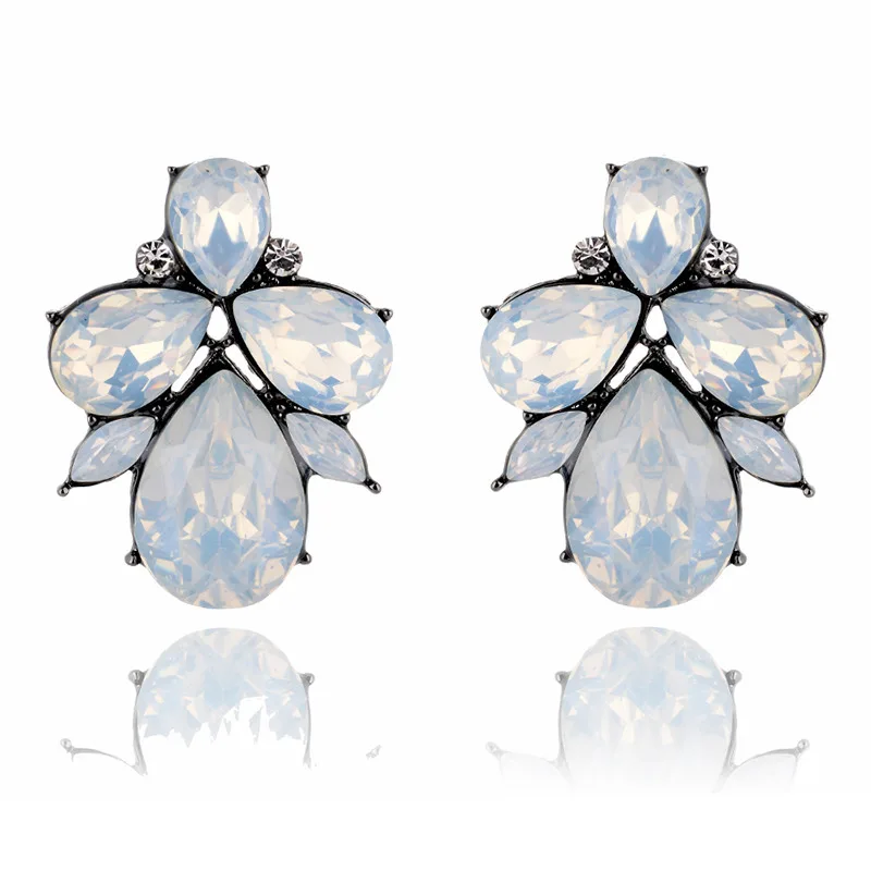 

6 Colors Austrian Crystal Stud Earrings Green Black Clear Color Fashion Zircon Jewelry For Women Earring Anel Wedding