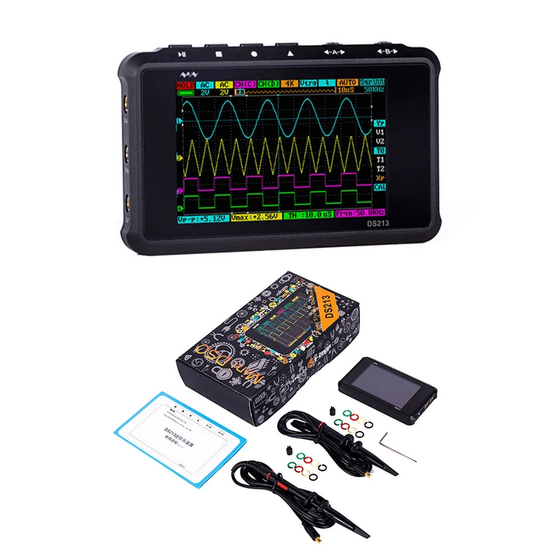 

CCDSO DS213 MINI Digital Oscilloscope 4 Channel 100MS/S LCD Display USB Oscilloscopio Pocket-Sized Storage Oscilloscope