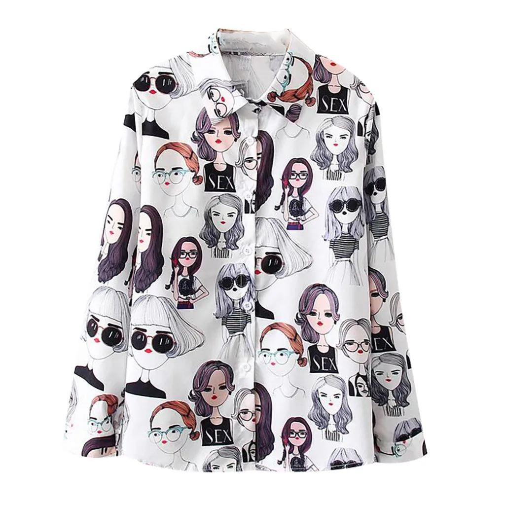 

JAYCOSIN women blouses Fashion Long Sleeve Vintage Print Korean Shirt shein women clothes 2019 Casual Cotton Blouse tops 5061