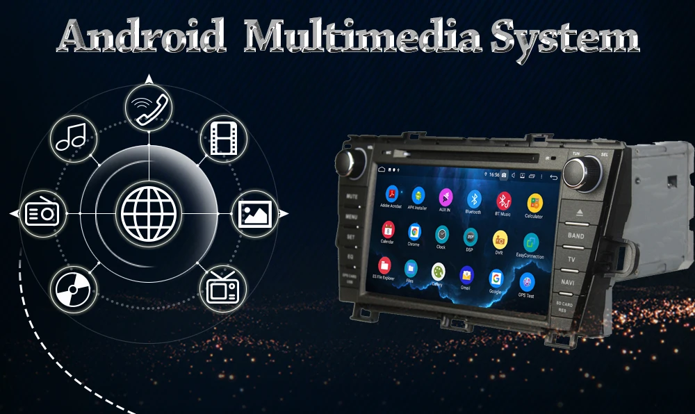 Best 8" Owtosin Car Radio Multimedia Video Player Navigation GPS Android 9.0 For Toyota Prius 2009 2010 2011 2012-2015 Car 4GB RAM 2