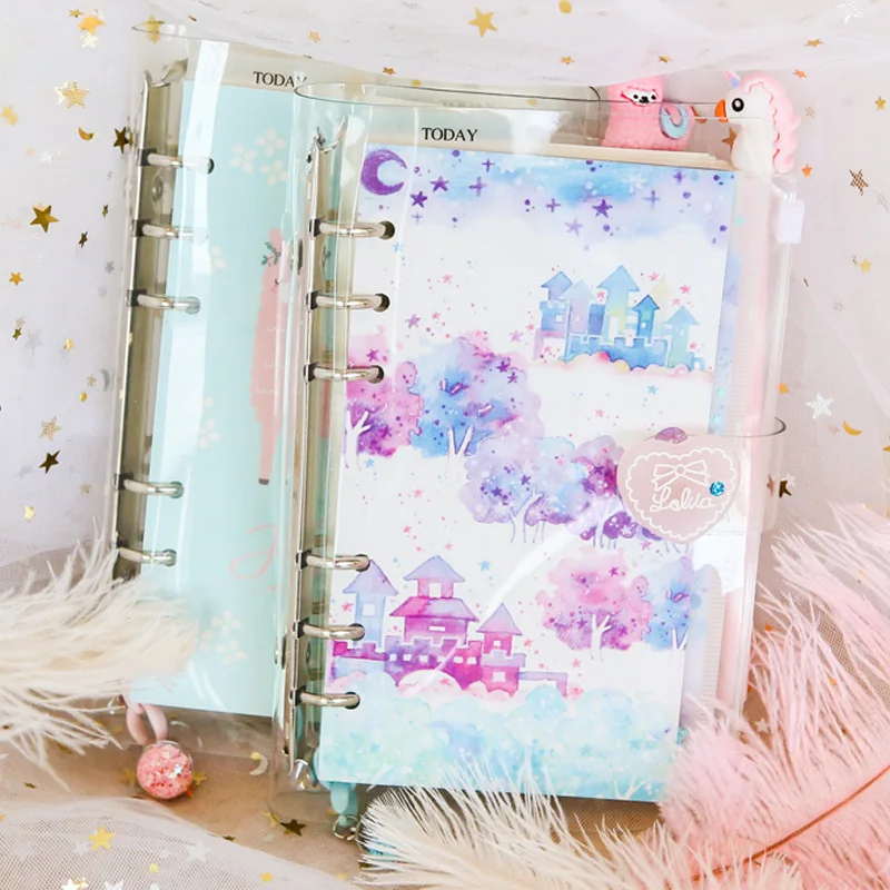 

1 pcs Kawaii Cover Planner Notebook Teenage heart Diary Book Exercise Composition Binding Note Notepad Gift Stationery
