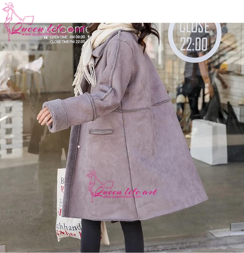 Flocage Cardigan rose Plus Fourrure Daim Confortable Hiver Faux Peau Manteau De Survêtement La Agneaux Taille Pourpre Laine Doux