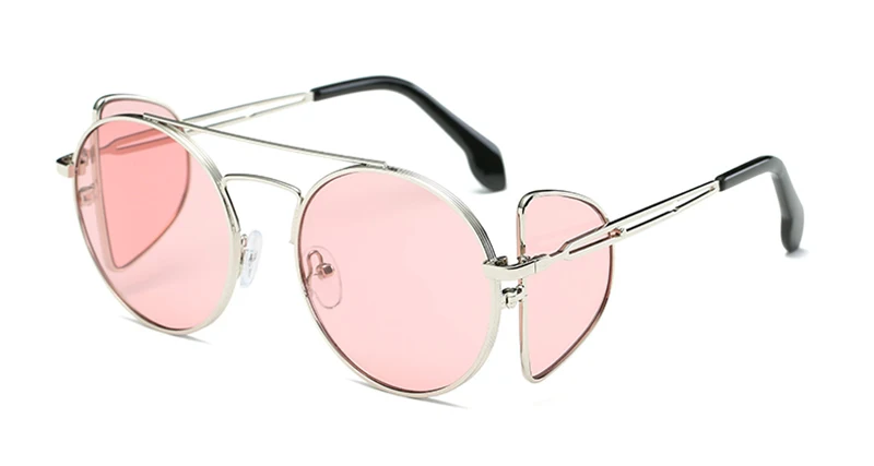 LEIDISEN, стимпанк Солнцезащитные очки, для женщин и мужчин, Ретро стиль, круглые солнцезащитные очки, UV400, солнцезащитные очки для женщин, яркие очки Oculos - Цвет линз: Silver w pink