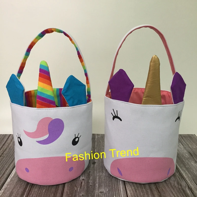

50pcs/lot Wholesale easter tote bags monogrammed new arrival unicorn easter bunny bucket hot sell fashion easter baskets