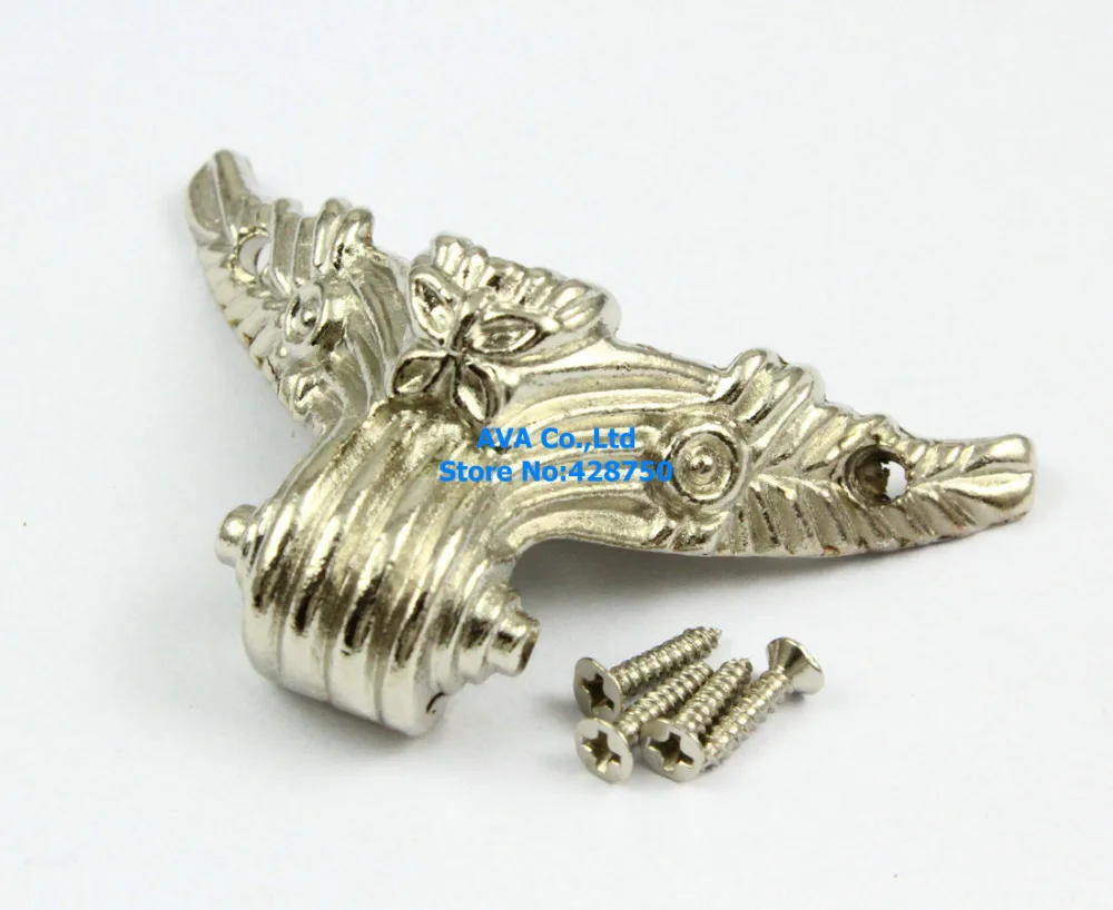 4 Silver Decorative Jewelry Box Feet Case Leg 57x27mm Screwsin