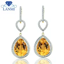 Красивый дизайн Jewelry14K из желтого золота натуральные цитриновые Серьги овальные 11x15 мм для женщин вечерние ювелирные изделия с драгоценными камнями E0002