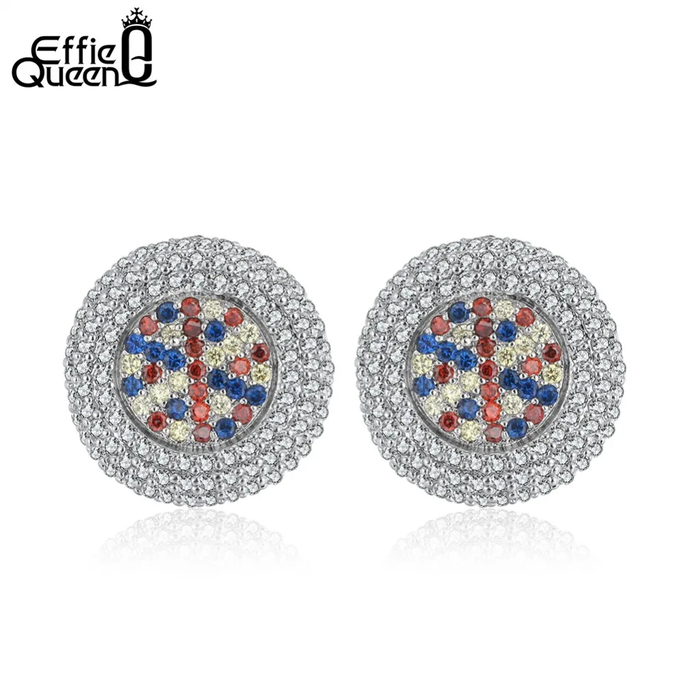 

Effie Queen Stud Earrings For Women Fashion Colorful AAA Cubic Zircon Female Party Jewelry Girls Wedding Party Gifts 2018 DE188